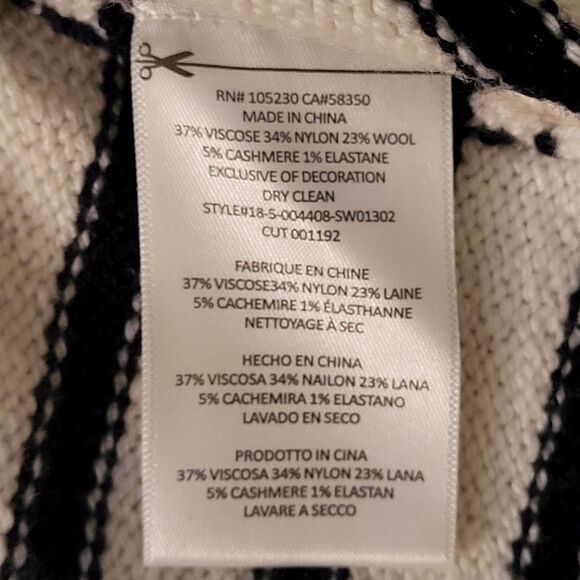 Joie Ruthine Sweater, Breton Stripes, Puff Sleeves, Buttons, Crew Neck, Sz M - Picture 9 of 11